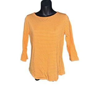 Stunning Chico’s Chicos Shirt Womens Orange Striped Chico's‎ 3/4 Sleeve Gorgeous